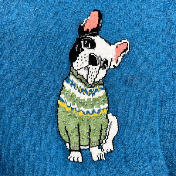 Talbots plus size Women’s Sweater Small Knit Pullover French Bulldog Dog Blue 3X - Picture 3 of 8